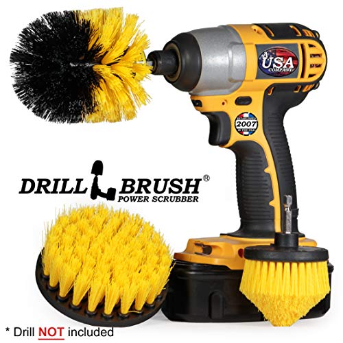 Toilet Bowl Cleaner - Toilet Brush - Bathroom Cleaner - Bathroom Drill Brush Set - Toilet Cleaner - Tile Floor Cleaner - Shower Cleaner Drill - Grout Cleaner- Bathroom Scrub Brush - Grout Tile Brush - color: Yellow