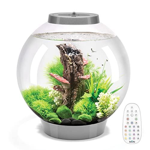 biOrb Classic 30 Acrylic 8-Gallon Aquarium with Multi-Color Remote-Controlled LED Lights Modern Tank for Tabletop Display, Silver - color: Silver, size: 8 Gallon, style: MCR Lighting