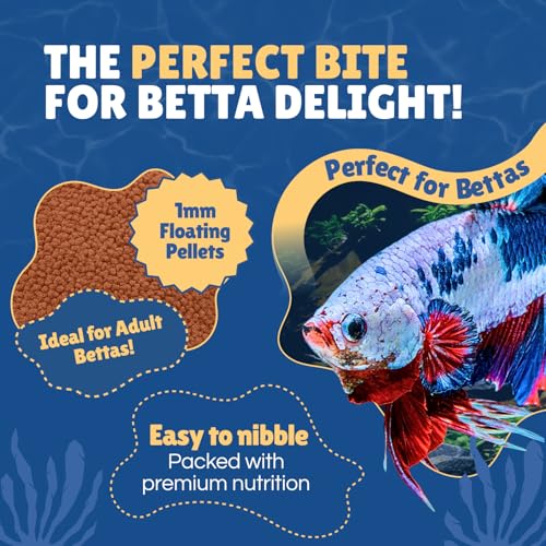 Betta Boost Pops | High-Protein Betta Fish Food Pellets Made in USA | Marine & Insect Protein | Floating & Slow-Sinking | Premium Freshwater Aquarium Fish Food 1oz
