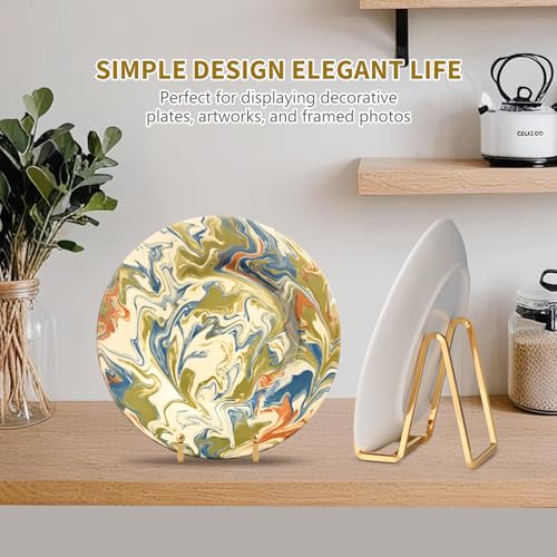 Plate Holder Easel Display Stand - 6 inch Metal Plate Stands for Display - Tabletop Picture Stand - Gold Iron Easels for Display Pictures | Photo Frames | Book | Decorative Plates | Plaque - 2 Pack - size: 6 inch-2