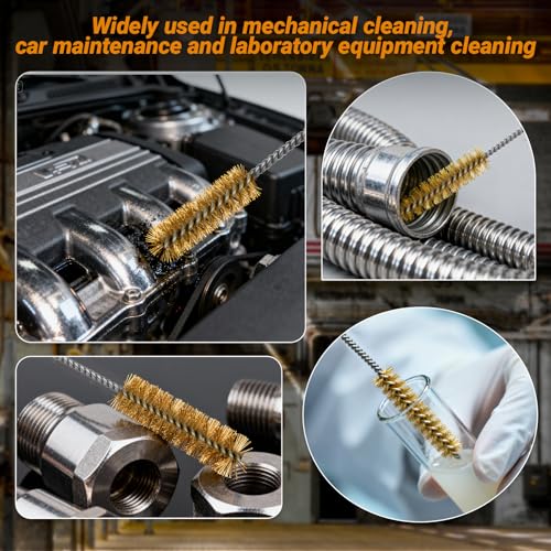 RAWILL 8Pcs Tube Cleaning Brush, Brass Stainless Steel Engine Cleaning Brushes, 12 Inch Long Round Wire Pipe Cleaner for Deep Pipes, Auto Parts, Engine Parts, 8 Sizes - color: 8 PC
