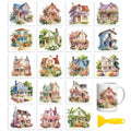 Peacoblue 18 Sheets Rub on Transfers for Crafts, Beautiful House with Flowers 3.6"x3.9" UV DTF Cup Wraps Waterproof Cold Transfers Stickers for Wood Glass Metal Cup Tumblers Mirrors Mugs Home Decor - style: Beautiful House with Flowers