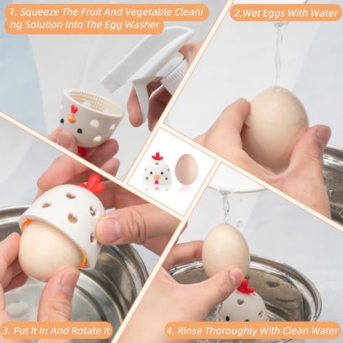 Silicone Egg Brush Cleaner, Egg Washer for Fresh Eggs, Egg Cleaner for Fresh Eggs, Egg Scrubber for Fresh Eggs, Reusable Cleaning Tools for Egg Washer (White) - color: White
