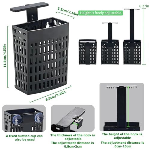 4 Pack Upgraded Aquarium Plant Holder, Adjustable Height & Width with Extendable Hook and Suction Cup, Fish Tank Plant Holder for Aquaponic Cultivation, Aquascape Decorations, Aquarium Accessories