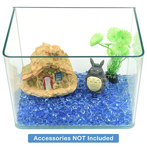 Glass Stones, 1Lb/460g Irregular Sea Glass Pebbles Non-Toxic Artificial Gemstones for Vase Filler/Terrarium Aquarium Turtle Tank Decoration/Handmake Artwork, Light Blue - color: Light Blue