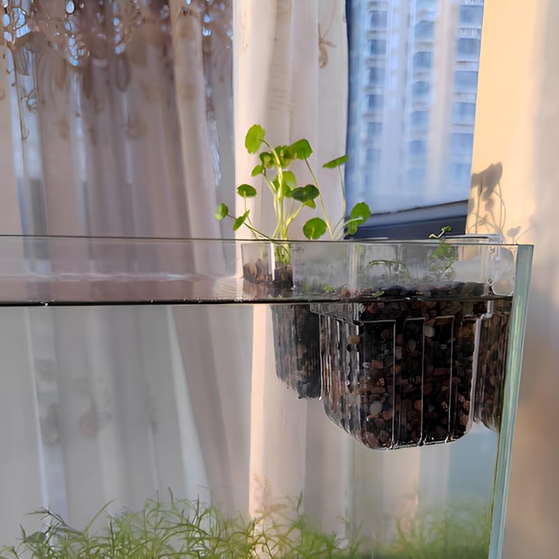 4PCS Clear Acrylic Aquarium Plant Holder Hanging Cups for Aquatic Plants Fish Tank