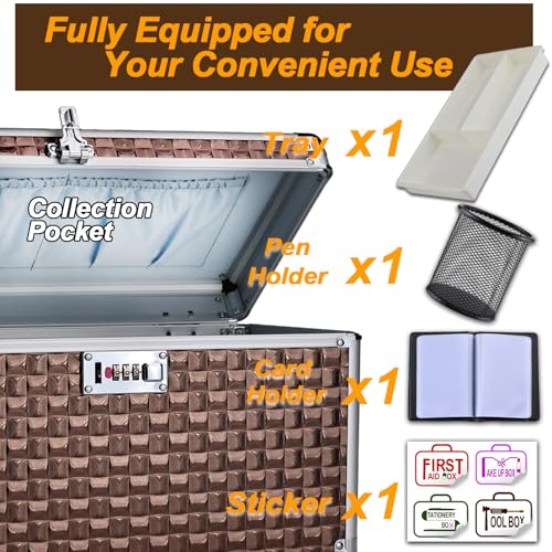 Portable Combination Lock Storage Box with Handle – Multipurpose Locking Case for Home & Outdoor Use, Secure Storage for Accessories, Medicine, Cosmetics, Toys & Tools (Brown, Extra Large) - color: Brown, size: Extra Large