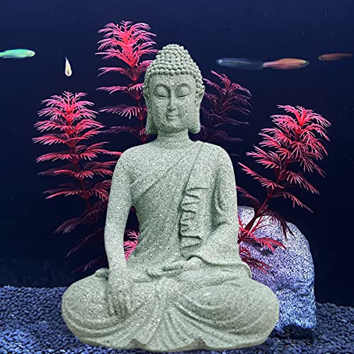 livelyfish Aquarium Buddha Statue Asian Japanese Fish Tank Decoration Zen Buda Figurines Stone Buddha Sculpture Ornaments for Fish Tank,Gift (B) - size: B