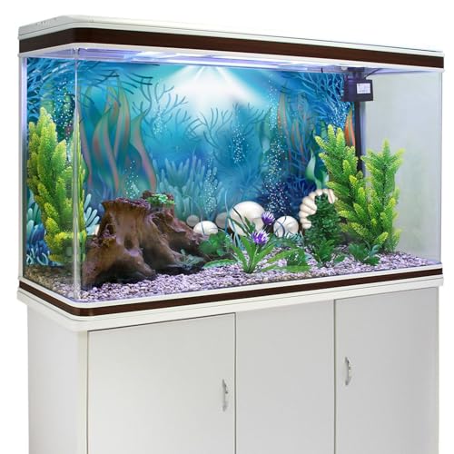 AWERT Vinyl 48x20 inches Underwater World Aquarium Background Aquatic Plants Coral Pearls Fish Tank Background Tropical Terrarium Background - size: 48x20in/120x50cm