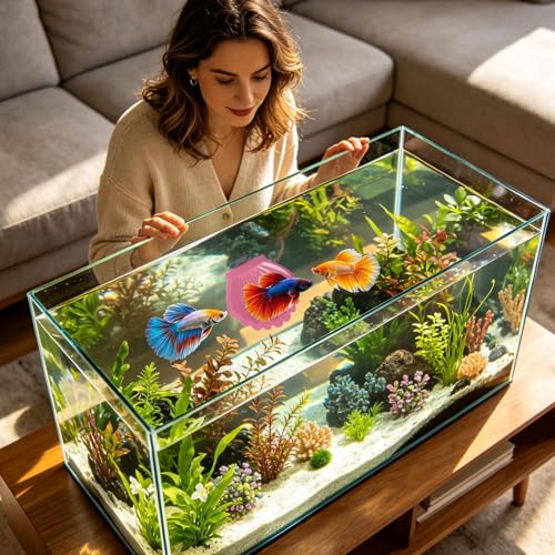 Betta Fish Hammock - Suction Cup Aquarium Resting Bed, Decorative Tank Perch, Comfortable Habitat Accessory | Fish Tank Decor for Betta Shrimp Cichlids Crayfish - color: Pink