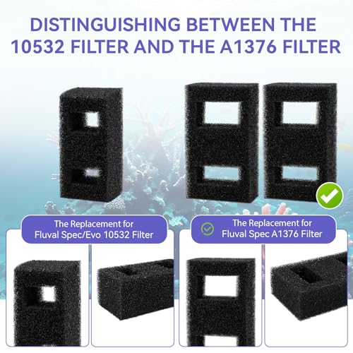 A1376 Spec Foam Filter Block Replacement for Fluval Aquarium Filter Media, for Fluval Spec Fish Tank - High Density Foam Block Insert Replacement for Large Breed Aquarium - 2 Pack