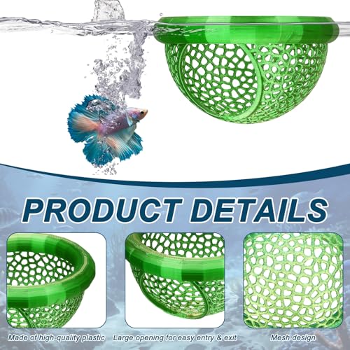 2Pcs Floating Betta Hammock Shrimp Shelter Betta Shrimp Feeder 3D Printed Fish Tank Accessories (S/L, Green) for Small Aquarium Safe Rest - color: Green