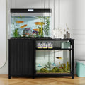55-75 Gallon Aquarium Stand with Power Outlets & LED Light, Cabinet for Fish Tank Accessories Storage - Metal Fish Tank Stand Suitable for Turtle Tank, Reptile Terrarium, 880LBS Capacity, Black