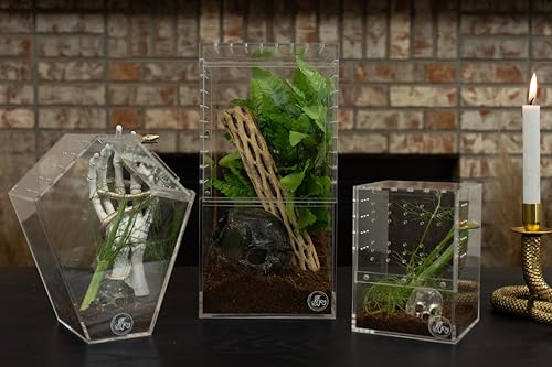 Jumping Spider Enclosure 5"x5"x7" or Tarantula Enclosure - Reptile Terrarium w/Sliding Magnetic Door - Great Reptile Tank & - Acrylic Aquarium Spider Box for Terrestrial or Arboreal Animals - size: Jumping Spider Enclosure 5"x5"x7"