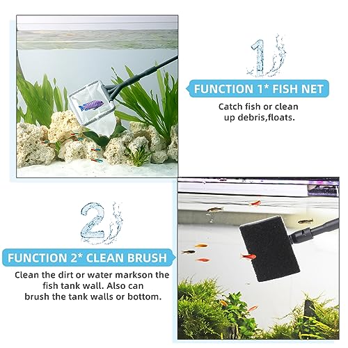 hygger Aquarium Gravel Cleaner Kit, Fish Net Aquarium Cleaning Brush, Patented Water Changer Gravel Vacuum Fish Tank Sand Cleaner Kit Aquarium Siphon Vacuum Cleaner with Water Hose Controller Clamp