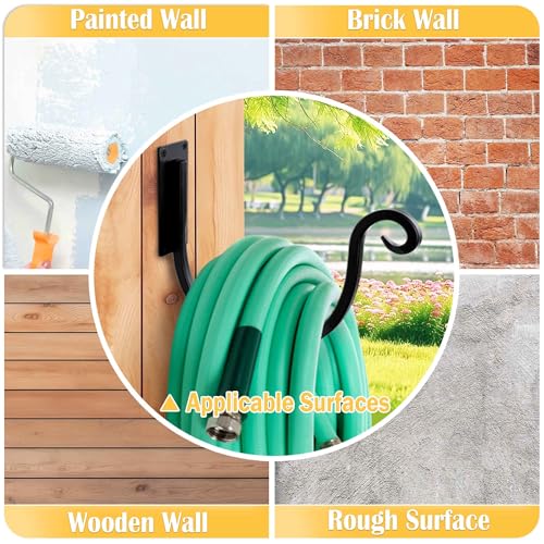 Hose Holders Wall Mount （Metal/8-Inch） Heavy-Duty Garden Hose Hangers Outdoor, Hand-Forged Hose Racks Mount, 2PCs - color: A-2PCs