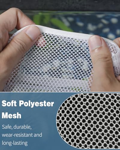 Pawfly 8 Pack Aquarium Filter Media Bags, Fish Tank Fine Mesh Bag with Plastic Zipper Aquarium Reusable Mesh Bag for Activated Carbon Bio Filter Balls Filter Stones Ceramic Rings, White, 7.9" x 5.9" - size: 7.9" x 5.9"