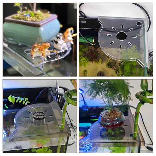 6 PCS/Set Aquarium Plant Holder, Corner Fish Tank Plant Holder for Rimless Aquarium, Acrylic Aquariums Plants Shelf for Aquatic Plants, Fish Tank Decor and Organizer