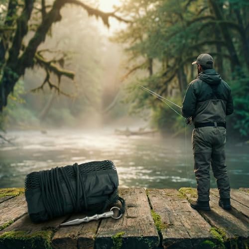 32" Collapsible Fishing Keep Net with Ground Spike, Portable Mesh Bag for Caught Fish, Heavy Duty Basket & Bait Holder, Red de Pesca for Kayak or Ice Fishing Livewell, Small Lobster Catching Net