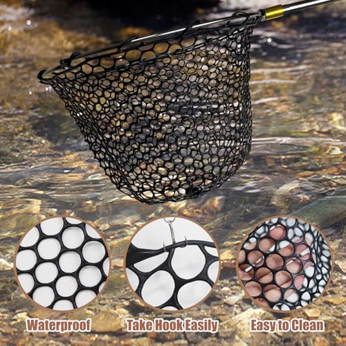 Fishing Landing Net Trout Net Replacement Netting with Rubber Mesh for Fish Fly and Fishing Landing - color: Black Rubber Fishing Net, size: Dia 40cm*Dep 40cm(Cir 140cm)