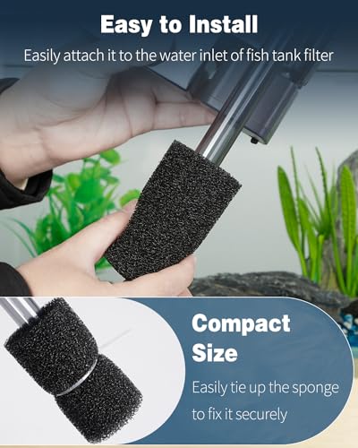 Pawfly 6 Pack Pre-Filter Sponge, Aquarium Filter Sponge 0.8" Intake Sponge Foam Roll for Small Fish Shrimp Fry Fish Tank Covers Accessories