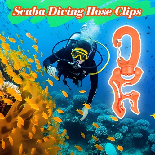 3 Pieces Scuba Hose Holder Clip, Double BCD Hose Diving Clips with Snap Hook Buckle for Scuba Diving Snorkeling Equipment Accessories - color: Orange