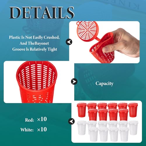 20 Pcs Fishing Bait Cage Trap Fish Lure Feeder Basket Holder Plastic Bait Bucket for Crawfish Minnow Shrimp Earthworm Crab Carp Catfish Traps Cast Net