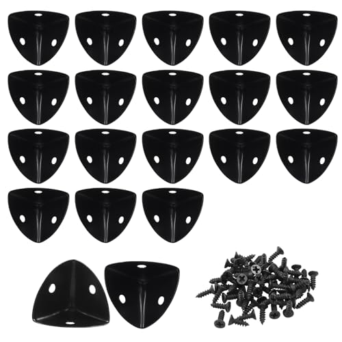 20Pcs Black Metal Corner Protectors, 7/8 Inch, Suitable for DIY Projects, Furniture, Cabinets, Jewellery Boxes