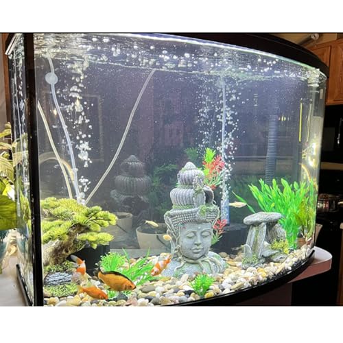 Aquarium Buddha Head Statue Decor Betta Resin Hideout Cave Fish Tank Accessories Sleep Rest Conceal Breed for Fish Shrimp Reptile Amphibian (1 PCS) - style: Buddha head