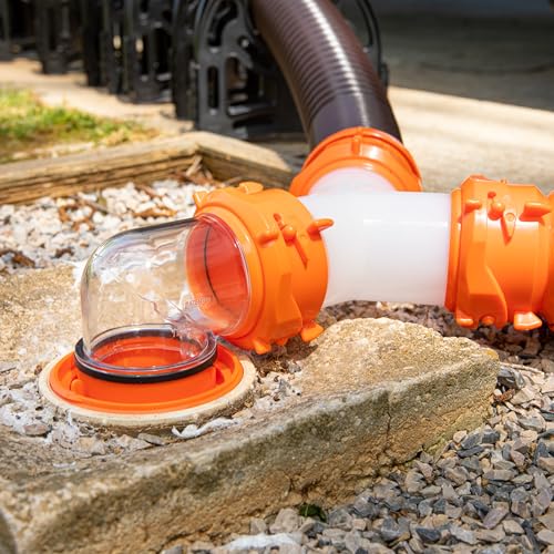 Camco RhinoFlex Clear RV Sewer Hose Elbow with 4-in-1 Adapter - Features a 360-Degree Fitting Rotation and Built-in Gasket for Odor-Tight Protection - Fits 4 Sizes of Dump Station Inlets (39736) - size: One Size