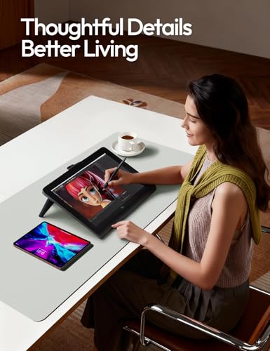 YSAGi Leather Desk Protector, Office Mat, Large Mouse Mat, Non-Slip PU Leather Blotter, Laptop Desk Mat, Waterproof Writing Pad for Office and Home(Light Grey, 42" x 17.2") - color: Light Grey, size: 42" x 17.2"