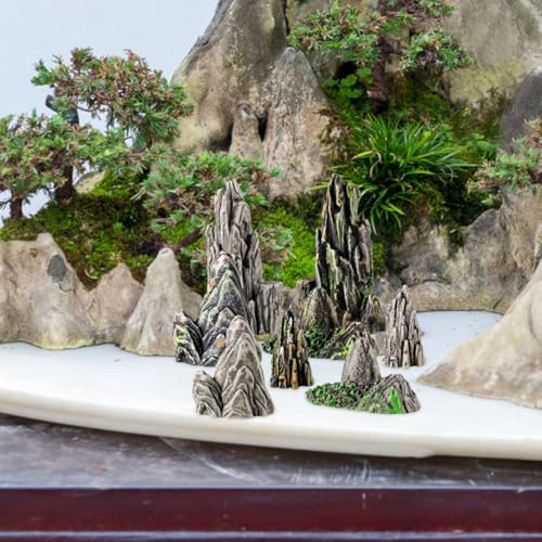 Kisangel 8Pcs Mini Resin Rockery Ornaments 1.49X0.62X0.62 Inch Aquarium Decor Fish Tank Miniature Landscape Accessories for Terrarium Bonsai Garden Micro Landscape