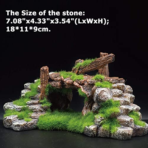 S-Lifeeling Fish Tank Decoration Moss Rockery Stone Plants Wood Ruins Landscaping Turtle Tank Decoration Fish Shrimp Shelter