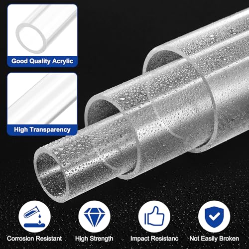 uxcell 3Pcs Clear Rigid Acrylic Pipe, 2mm (0.08") ID x 4mm(0.16") OD 254mm(10") Length Plastic Round Tube PMMA Tubing for Plumbing Lighting Aquarium Tube Water Cooling System - size: 2mm (0.08") ID x 4mm(0.16") OD x 254mm(10") L