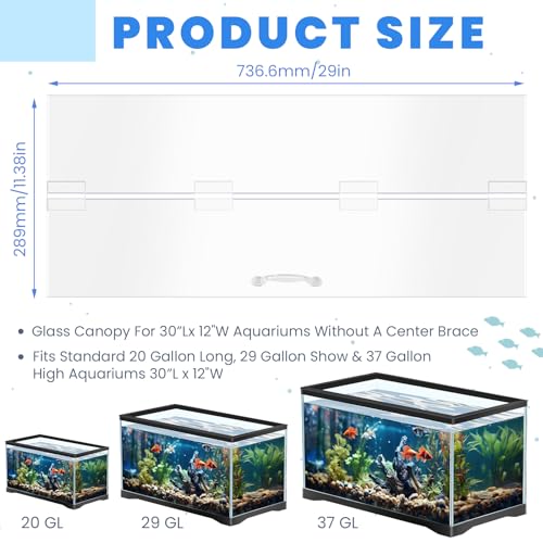 Sieral Aquarium Polycarbonate Canopy Set 29 x 11.38 x 0.12 Inch for 20/29/37 Gallon Without Center Brace Aquariums Cover Fish Tank Lid with a Hook Knife, Clear - color: Clear, size: 30 x 12 Inch