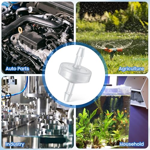 10 Pack 1/8 inch Plastic Check Valve, One Way Check Valve Hose Barb Non Return for Water Fuel Oil Air Gas (3MM)