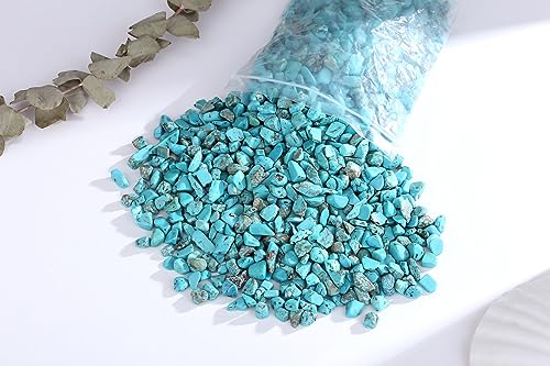 QINJIEJIE Turquoise Crystals Chips Natural Stone Gravel Bulk Crushed Rocks Pieces Polished Quartz Stone 0.55Lbs Decorative Fish Tank Pebbles Vase Filler Irregular Shaped Tumbled Gemstone for Home - color: Turquoise, size: 0.55 Pound