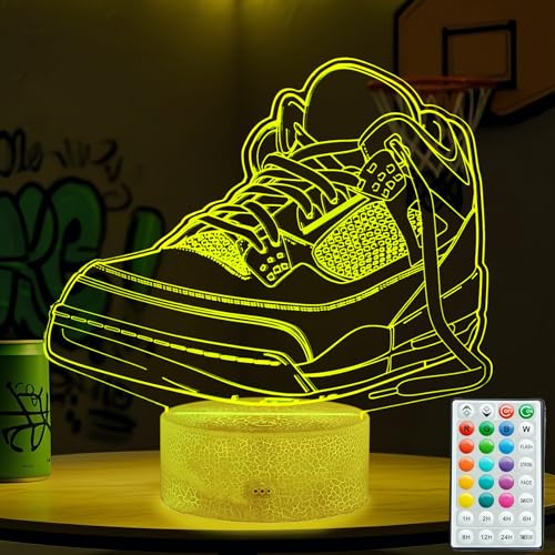 Sneaker Gifts, Sport Shoes, Sneaker Gifts, 3D Illusion Night Light Lamp, 16 Colors Changing, Timer, 4 Flash Modes and Dimmable, Kids Room Decoration, Xmas Gifts - color: Color 1