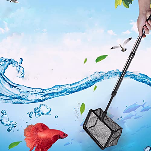 Pssopp Aquarium Fishing Landing Net, Retractable Fish Fishing Net Fish Shrimp Net Floating Objects Clean Tools for Fishes Catch and Release (M) - size: Medium
