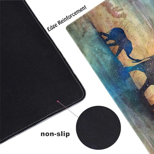Elephants Customized Large Extended Gaming Mouse Pad with Stitched Edges and Non-Slip Rubber Base,Suitable for Office and Home Use,31.5x15.7 Inches - color: Elephants