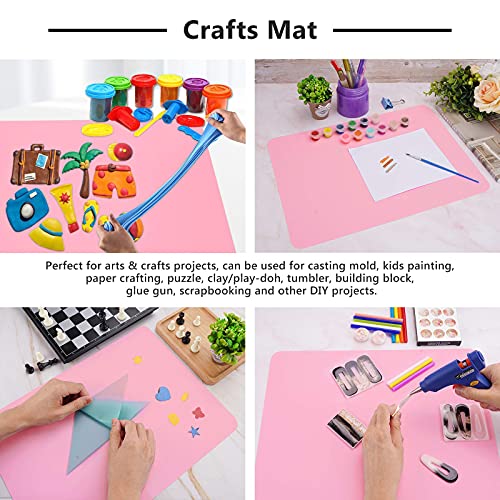 Gartful 3 PCS Nail Mats, Silicone Mat for Crafts, Arts, Jewelry Resin Casting Mold, Epoxy Resin, Coloring, Gluing, Painting, Desktop Countertop Protector Sheet, Placemat Table Pad, Pink (15.7"x11.8") - color: Pink, size: 3pcs - 15.7 x 11.8 inches