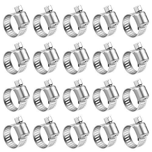 LOKMAN 20 Pack Stainless Steel Hose Clamp Adjustable 3/4'' - 1-1/8'' (19-29mm) Worm Gear Hose Clamp, Metal Fuel Line Pipe Clamp for Plumbing, Automotive And Mechanical Application - size: 19-29mm