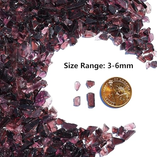 QYGL Crushed Glass for Resin Art, DIY Crafts, and Home Decor - 0.9LB Purple Broken Glass Pieces 3-6mm, for Vase Fillers, Tabletop Fire Pit, and Aquarium Rocks - color: Purple