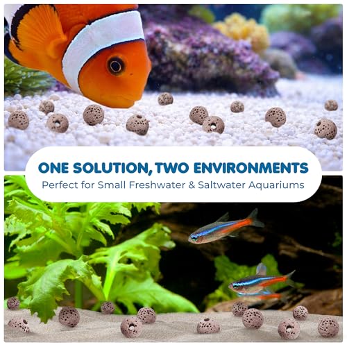 SunGrow Betta Lava Beads, Lightweight Substrate for Fish Tanks, Decorative Gravel for Aquariums, Brown Volcanic Lava Rocks for Filtration, 0.2", 50 Pcs per Pack