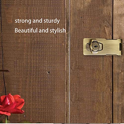 2 Packs Keyed Hasp Locks Twist Knob Keyed Locking Hasp for Small Doors, Cabinets and More,Stainless Steel Steel, Hasp Lock Catch Latch Safety Lock Door Lock with Keys (4inch, Bronze) - color: Bronze, size: Straight 4 Inch
