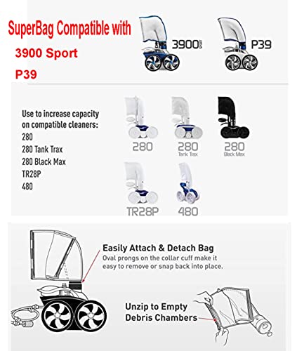 ATIE 3900 Sport P39 Pool Cleaner Double Chamber All Purpose SuperBag 39-310 with Zipper Enlosure Replacement Compatible with 3900 Sport and P39 Pool Cleaners (1 Pack) - style: 1 Pack