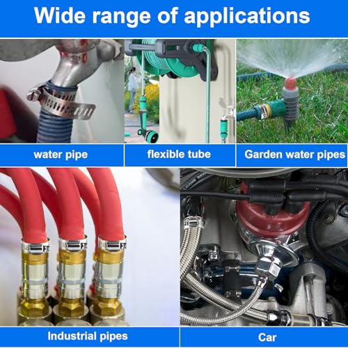 304 Stainless Steel Hose Clamps Assortment Kit, 62Pcs 1/4-2 in (6-38mm) Adjustable Worm Gear Pipe Hose Clamps, Automotive, Washing Machine, Mechanical - size: 62 pcs (1/4'' - 1-1/2'')