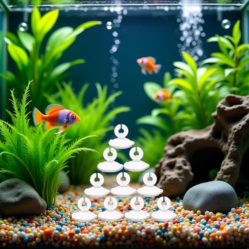 10Pcs Aquarium Suction Cup, Transparent Plastic Sucker with Clips Fish for Tank Pipe Hose Tube Holder Fish Tank Suction Cups Air Pump Accessories Aquarium Pumps and Filters (1.2in)