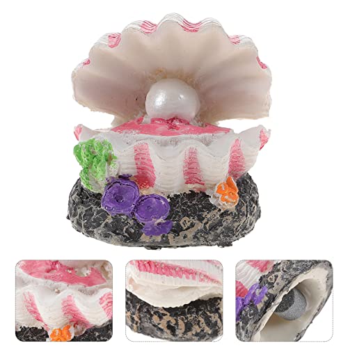 POPETPOP Aquarium Decoration Bubble Pearl Shell Fish Tank Ornament with Air Stone Compatible for Oxygen Pump 2.76X2.17X2.17 Inch Aquarium Landscape
