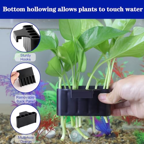 Aquarium Plant Holder，Plastic Fish Tank Plant Holder，Hanging Aquarium Planter Cup for Fish Tank Live Plants - color: Short